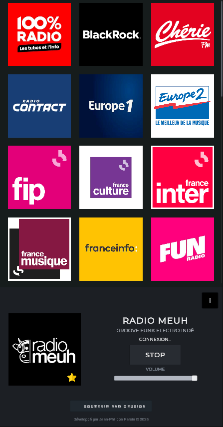 Interface de RadioFusion sur un smartphone Android