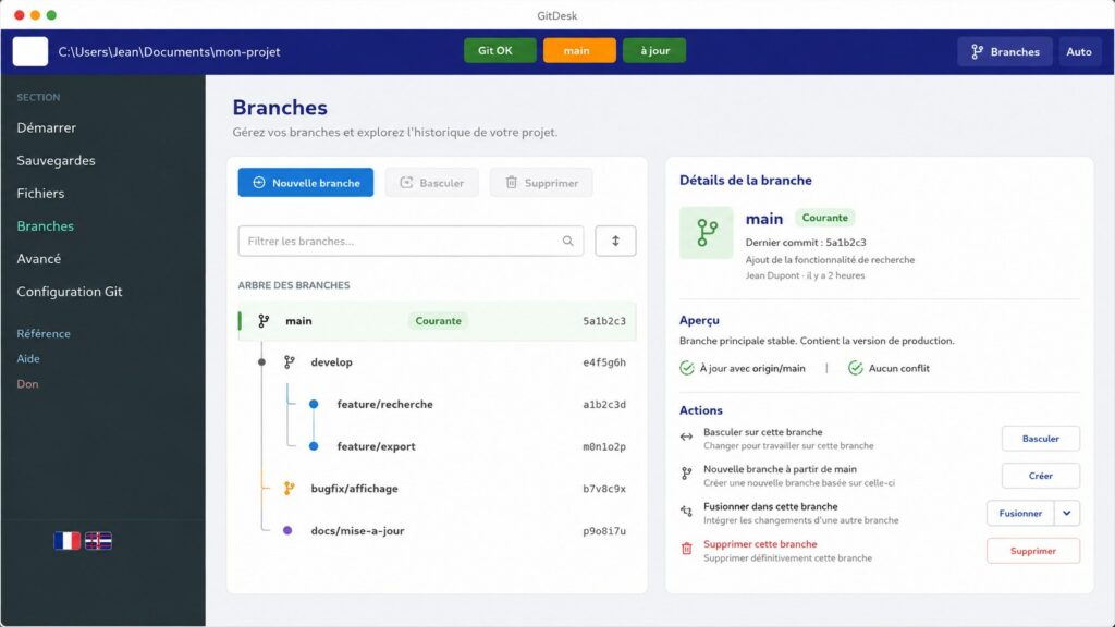 Capture d’écran de GitDesk