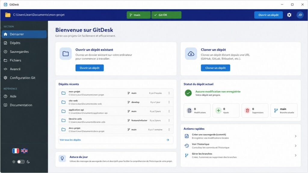 Capture d’écran de GitDesk