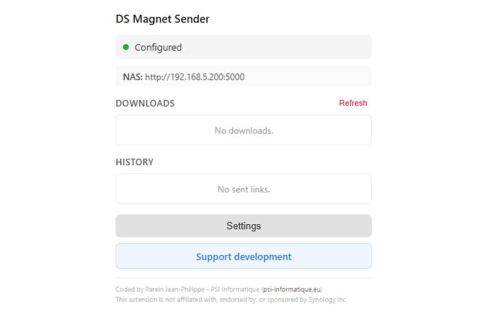 Capture d’écran de DS Magnet Sender for Synology